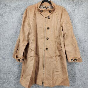 BCBGMAXAZRIA Women's Size Large Beige Full‎ Zip/Button Wool Jacket Coat